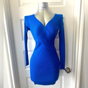 Charlotte Russe Long sleeve knit sweater dress in Royal blue